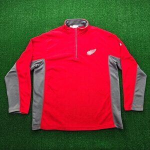 Detroit Red Wings Sweatshirt Mens XL Red 1/4 Zip Fleece NHL Hockey Sports